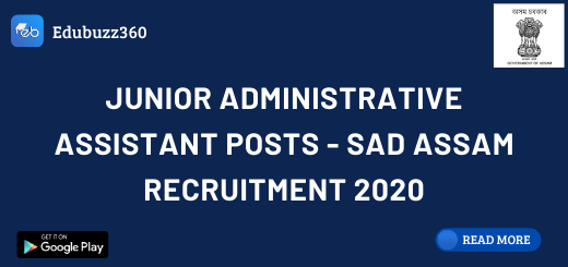 Junior Administrative Assistant Posts - SAD Assam Recruitment 2020